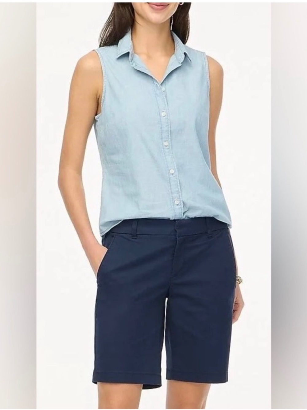 J.Crew Navy Chino Shorts Women’s Size, Mid Rise Classic Tailored